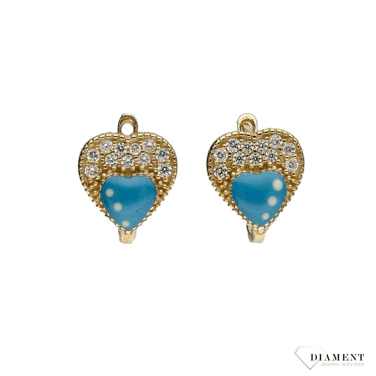 Złote kolczyk 333 serduszko niebieskie.jpg